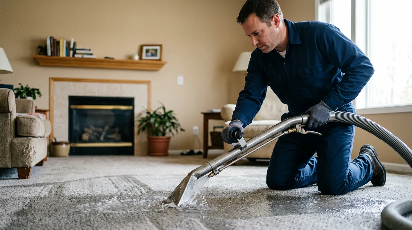 Water damage restoration technician working near Dupont, CO